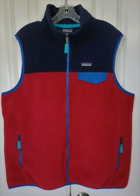 PATAGONIA SNAP-T MEN'S SYNCHILLA FLEECE FULL ZIP VEST RED NAVY