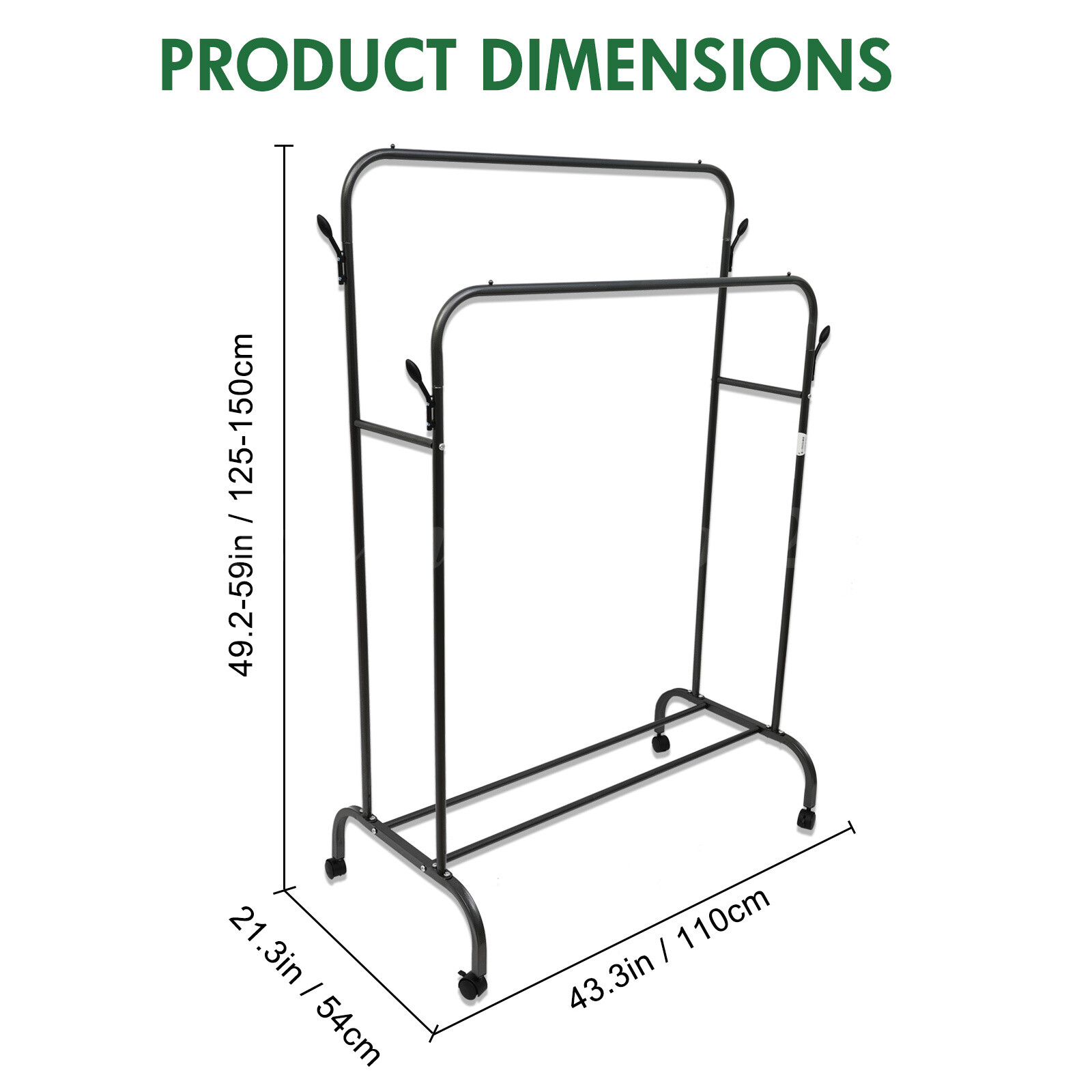Heavy Duty Clothes Rack Closet Storage Shelf Garment Rack Clothing With Wheels