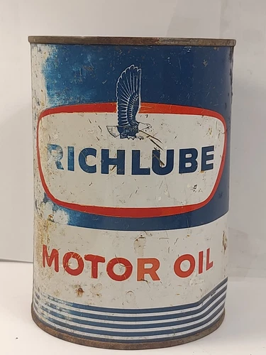 Vintage Richlube Quart Oil Can Metal gas r Union