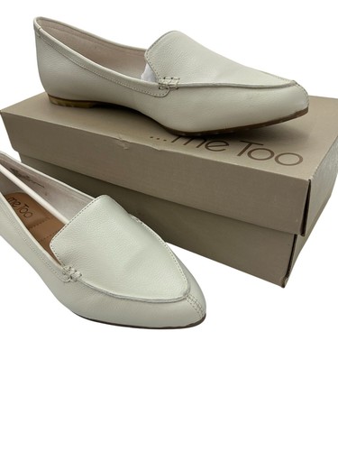Me Too Audra1 Womens Cream White Tumbled Calf Leather Loafers Size 8W NWB - Picture 2 of 8