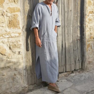 Linen Soft Robes Dubai Arabic Islamic Dress Clothing Islam Traditional  Costumes | eBay