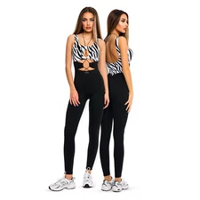 Women Athletic Yoga Jumpsuit Zebra, One Piece Trendy Workout Jumpsuit, Bodysuit