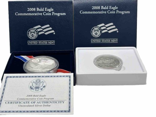 2008 Bald Eagle Silver Commemorative Uncirculated Set $1 & 50c S & P Mint #506