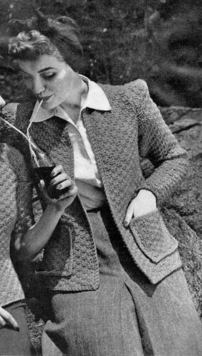 1940s cardigan Knitting Pattern Copy size 8-10 reenactment, Landgirl, goodwood - Afbeelding 1 van 1