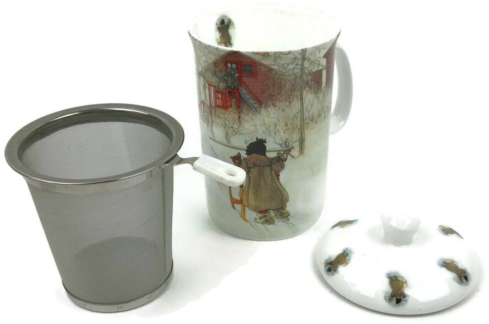 Ashdene Fine Bone China Tea Infuser Cup Lid The Wash House Collection 3pc Set eBay