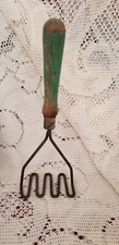 VINTAGE TOY CHILDS PAINTED WOOD HANDLE WIRE POTATO MASHER KITCHEN PRIMITIVE