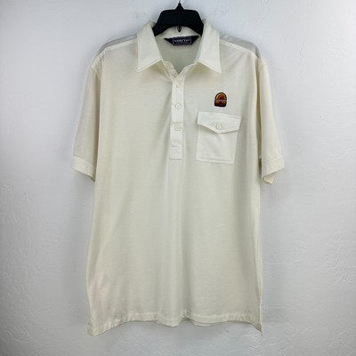 Vintage Sunrise Active Sportswear Polo Shirt Mens XL Cream