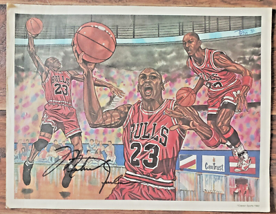 RARE Michael Jordan AUTOGRAPHED 1992 Classic Sports Art Print