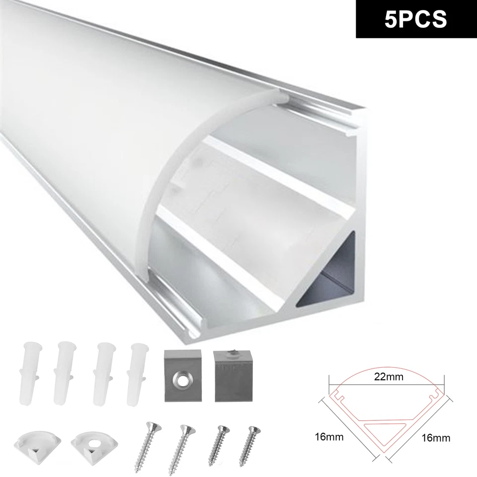 Aluprofil Aluminium Profile Alu Schiene Leiste LED-Streifen Leucht Eloxiert 5m