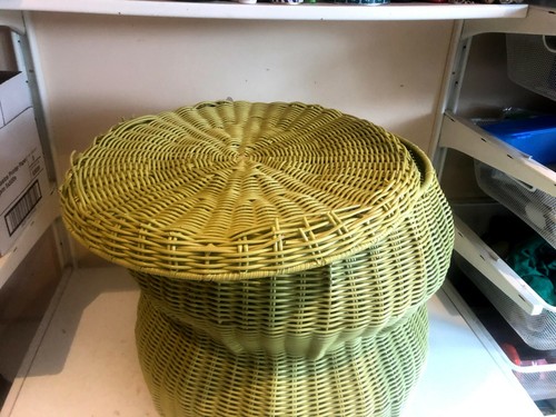 Old Snake Style Green Wicker Pouffe Footstool Foot Rest Ottoman Furniture Home - Picture 5 of 6