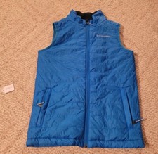 Columbia Omni Heat Quilted Youth Vest M Medium Silver Lined Blue Zip Pockets