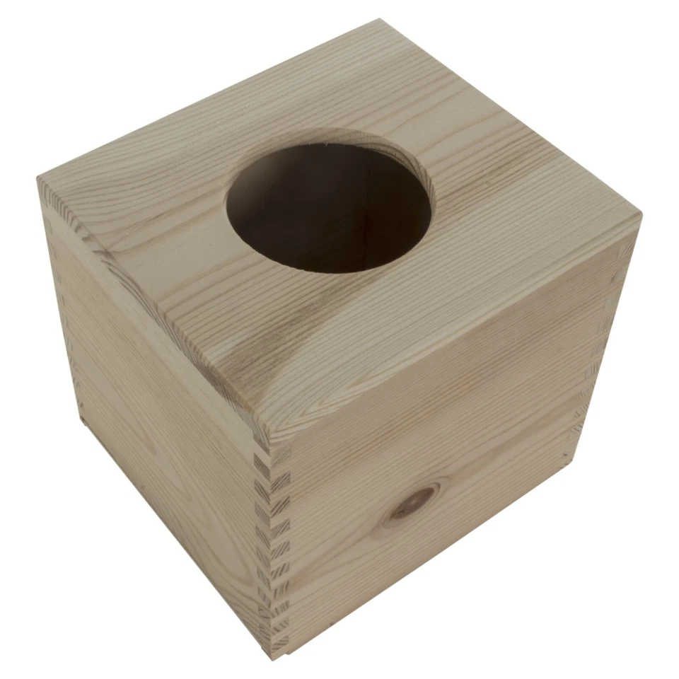 Plain Wooden Tissue Box With Sliding Bottom / Craft Decoupage Pinewood Boxes - Image 4 of 4