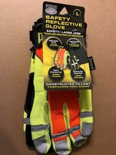 PUGS GLOVE Heavy Duty Work Gloves Safety Reflective Hi-Vis Hi VIZ Size: LARGE L