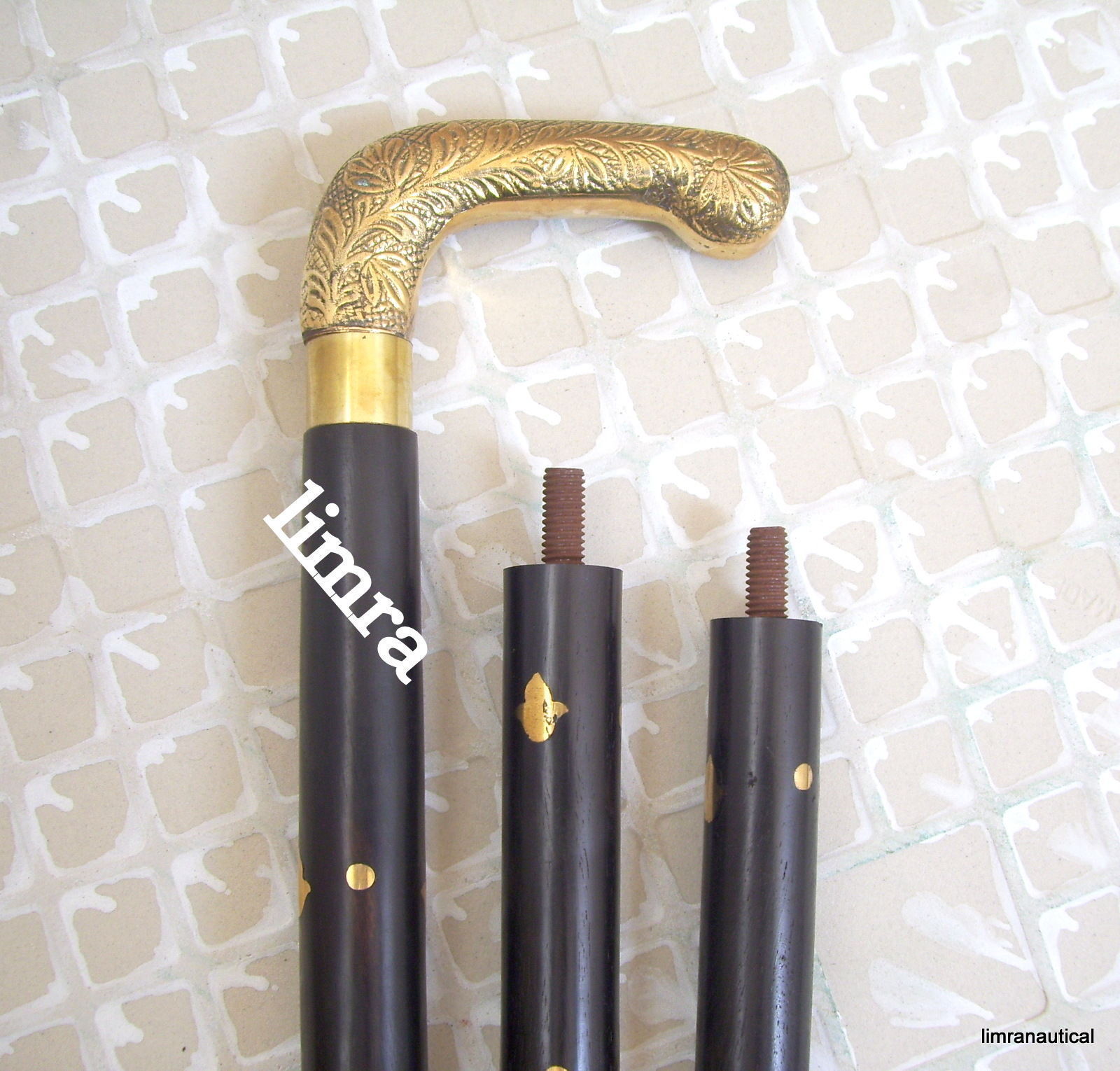 WOLF HANDLE WALKING STICK CANE SOLID BRASS HANDLE… - image 3