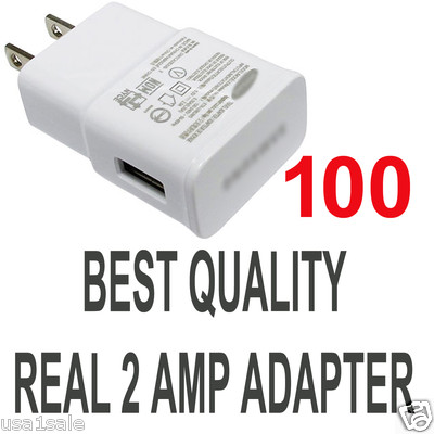 LOT 100 x2A AC White Wall Power Charger Adapter for Samsung  S5 S4 S3 S2 Note II