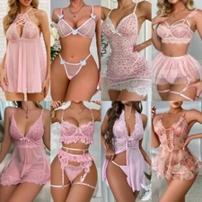 Women's Sexy-Lingerie Babydoll G-string Sleepwear Underwear Lace Dress Nightwear