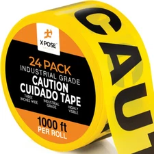 24pk Caution/Cuidado Tape Roll - 24 Rolls - 1000 Ft x 3 Inch Wide Each