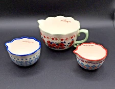 3 Pioneer Woman Wildflower Whimsy Ceramic Nesting Measuring Cups 1 Cup  1/4 1/3