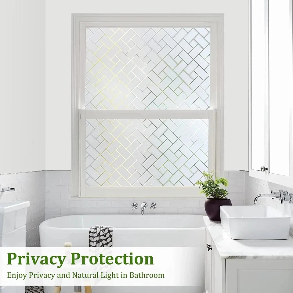 Películas decorativas esmeriladas para ventanas pegatinas privacidad vidrio puerta calcomanías estáticas Foto 3 de 4