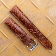 Genuine Light Brown Ostrich Leg Leather Watch Strap Band Men's 14-26mm