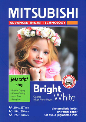 MITSUBISHI c1591 GLOSS Inkjet 150gr POTO REALISTIC PAPER 10-500 Blatt A4 A5 A6