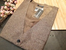 COOFANDY Men's Casual Business Lightweight Waistcoat Slim Fit Suit Vest L Brown