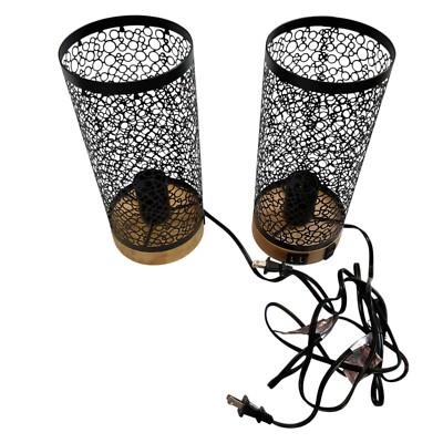 Lalisu Touch Control Table Lamp Set of 2 black metal shade Dimmable Bedside