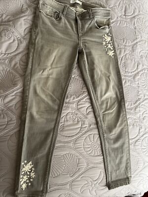 Zara Basic Jeans Z1975 Womens 4 Soft Heather Grey Skinny Stretch Pre Owned
