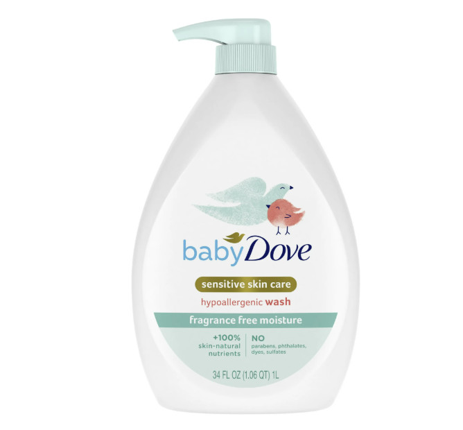 Baby Dove Sensitive Skincare Liquid Body Wash Fragrance Free Moisture 34 oz
