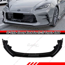 For 2022-2025 Toyota GR86 ST-Style Gloss Black Front Bumper Body Spoiler Lip