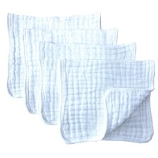 Synrroe Burp Cloths Large, Muslin for Baby, Large 4 Pack, White