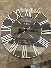 FirsTime & Co. Gray Maritime Farmhouse Planks Clock, American Crafted, Gray, 24