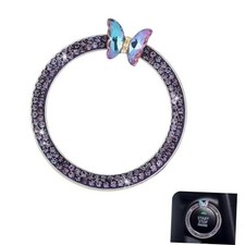 Bling Car Engine Start Stop Decoration Ring, Sparkling Butterfly Car Purple