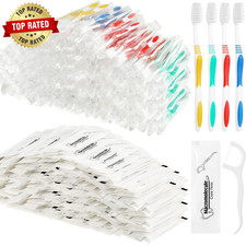 300 Pcs Individually Wrapped Toothbrushes Bulk with Dental Floss Set 100 Soft Br