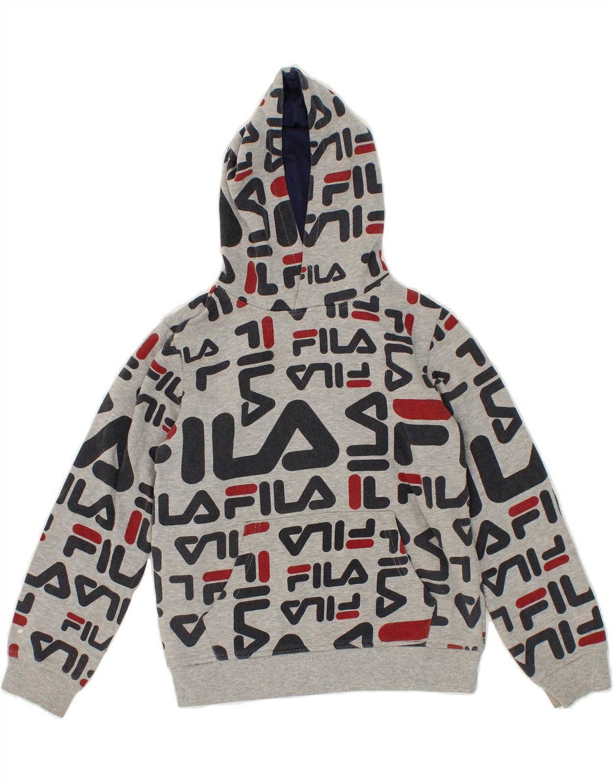 FILA Maglione con Cappuccio Grafico Ragazzo 10 11 Anni Grande Grigio Cotone LI06