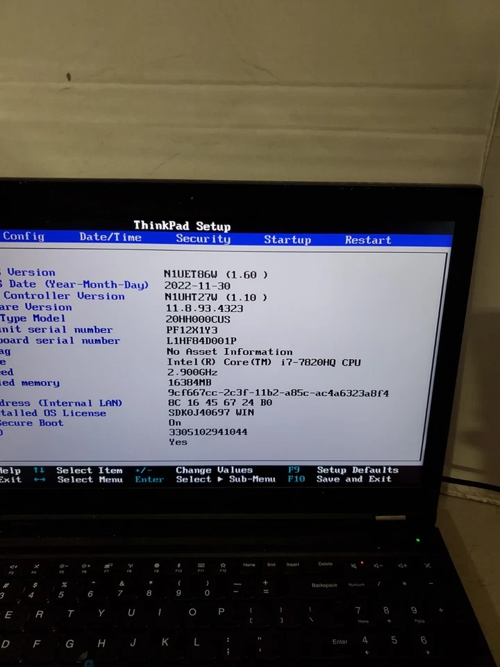 Lenovo ThinkPad P51 15.6" i7-7820HQ 16GB RAM No SSD/OS! BIOS PW! #69 - Image 2 of 4