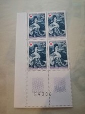 Timbre FRANCE Croix-Rouge Nicolas MIGNARD YT1580 Neuf ** 1968 COIN NUMEROTE BLOC