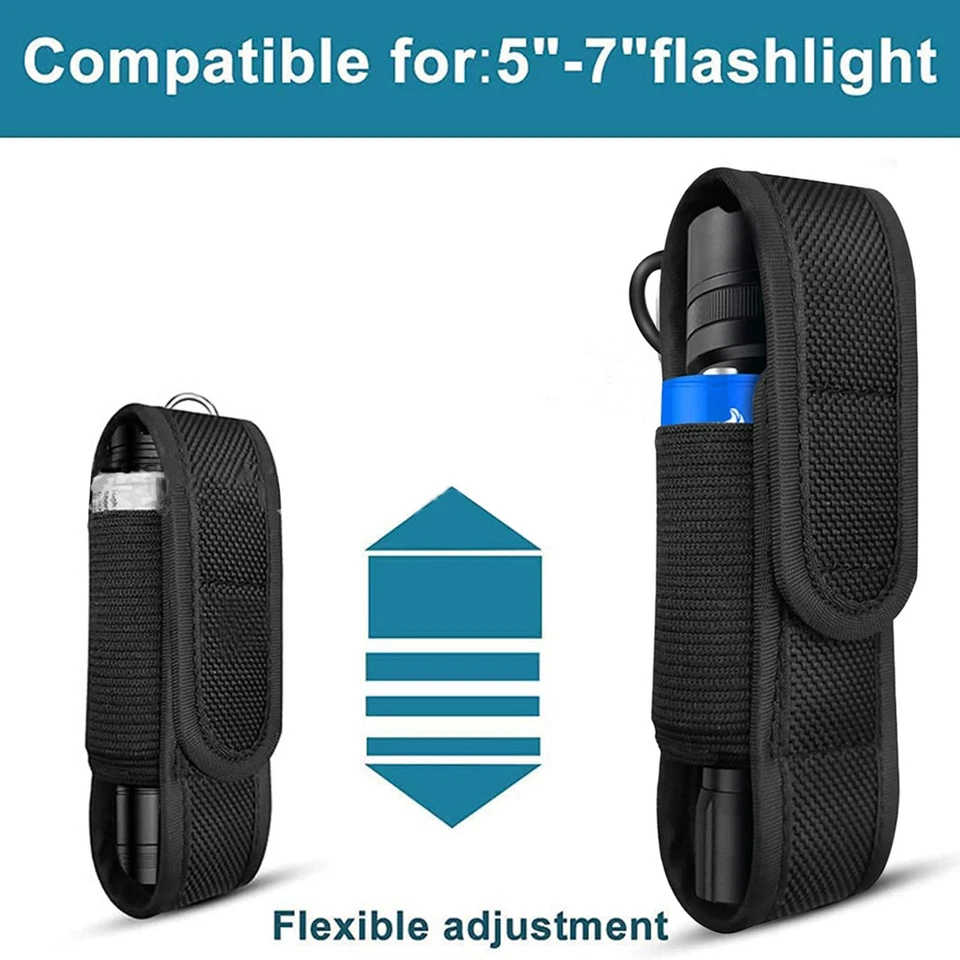 Waterproof Flashlight Holder Nylon Belt Holster Flashlight Torch Case Pouch - Image 3 of 4