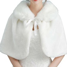 Bridal Wedding Warm Shawl Winter Faux Fur Collar Cape Bridal Gown Autumn