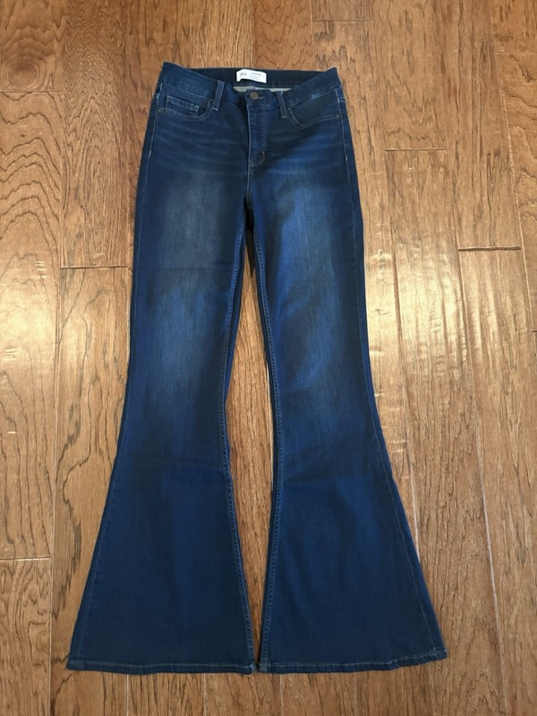 BKE Parker Super Flare Jeans Womens Blue Dark Wash High Rise 27L   27x33 1/2
