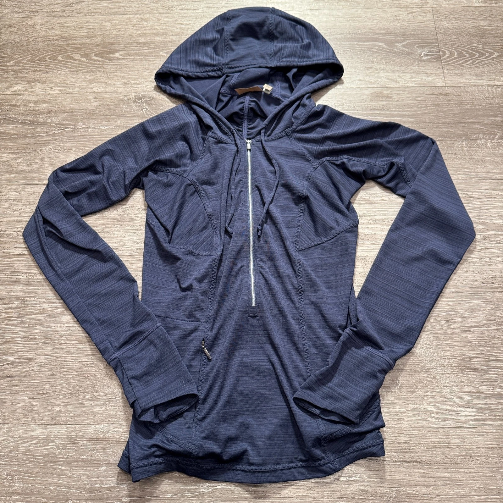 Athleta Hoodie Womens XS Blue Pacifica UPF Zip Stretch Performance Lightweight