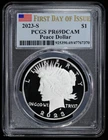 2023-S $1 Peace Silver Dollar PCGS PR 69DCAM Proof First Day Of Issue FDOI