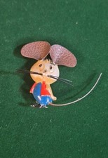 Prendedor de ratón italiano Topo Gigio original de dibujos animados años 60 con bigotes largos y cola