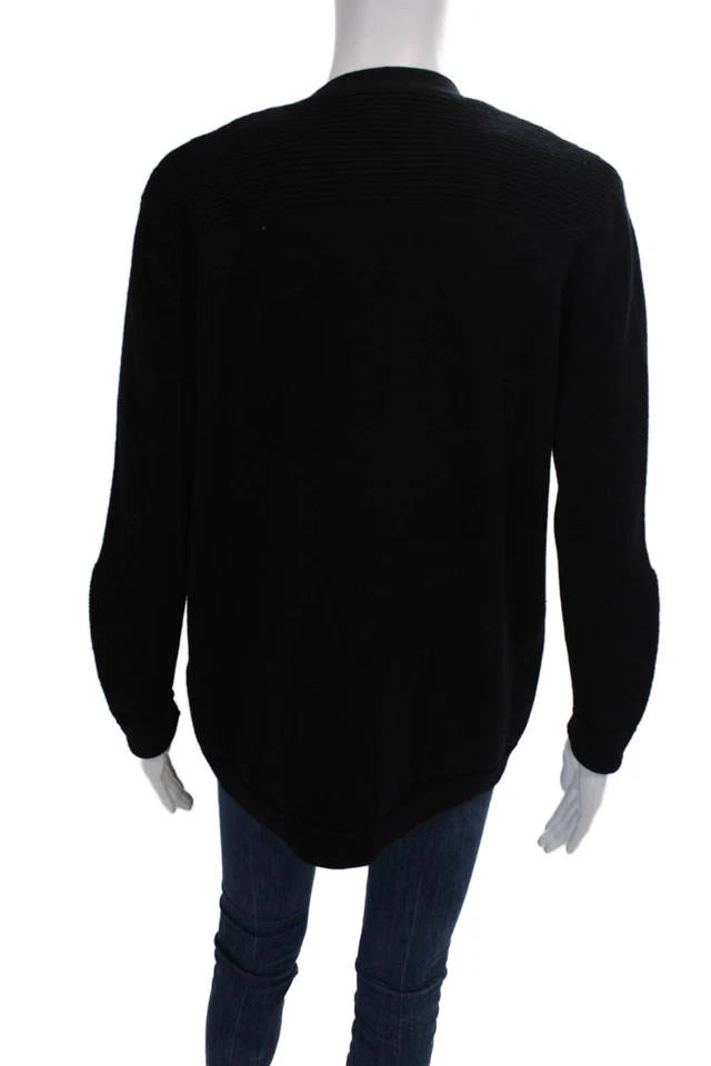 Cárdigan suéter negro Sandro para mujer manga larga bolsillos frente abierto talla 2 Foto 3 de 4