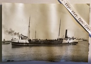 1893 LLOYD S. PORTER LUMBER STEAMER BUILT PORT HURON MI. LOAD OF LOGS RARE PHOTO