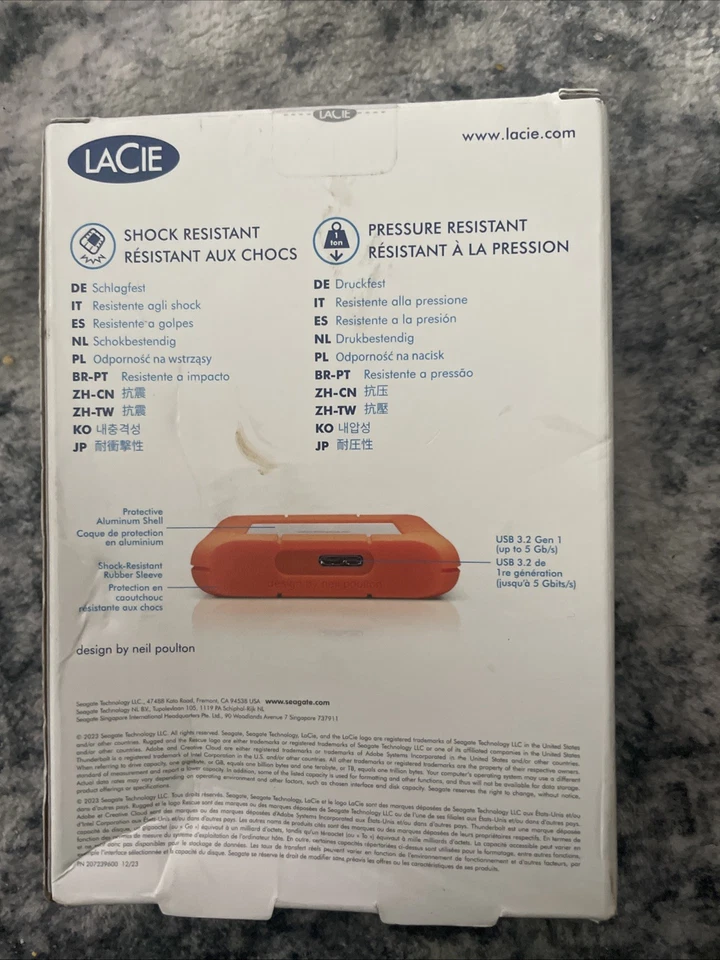 LaCie LAC9000298 Rugged Mini 2TB External Hard Drive - Orange - Image 2 of 4