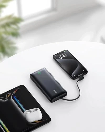 ANKER NANO POWER BANK 20K 30W CARGA RÁPIDA PAQUETE DE CABLE USB-C INCORPORADO - NEGRO Foto 3 de 4