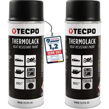 2x400ml THERMOLACK 800°C AUTO AUSPUFFLACK OFENLACK SCHWARZ MATT HITZEBESTÄNDIG