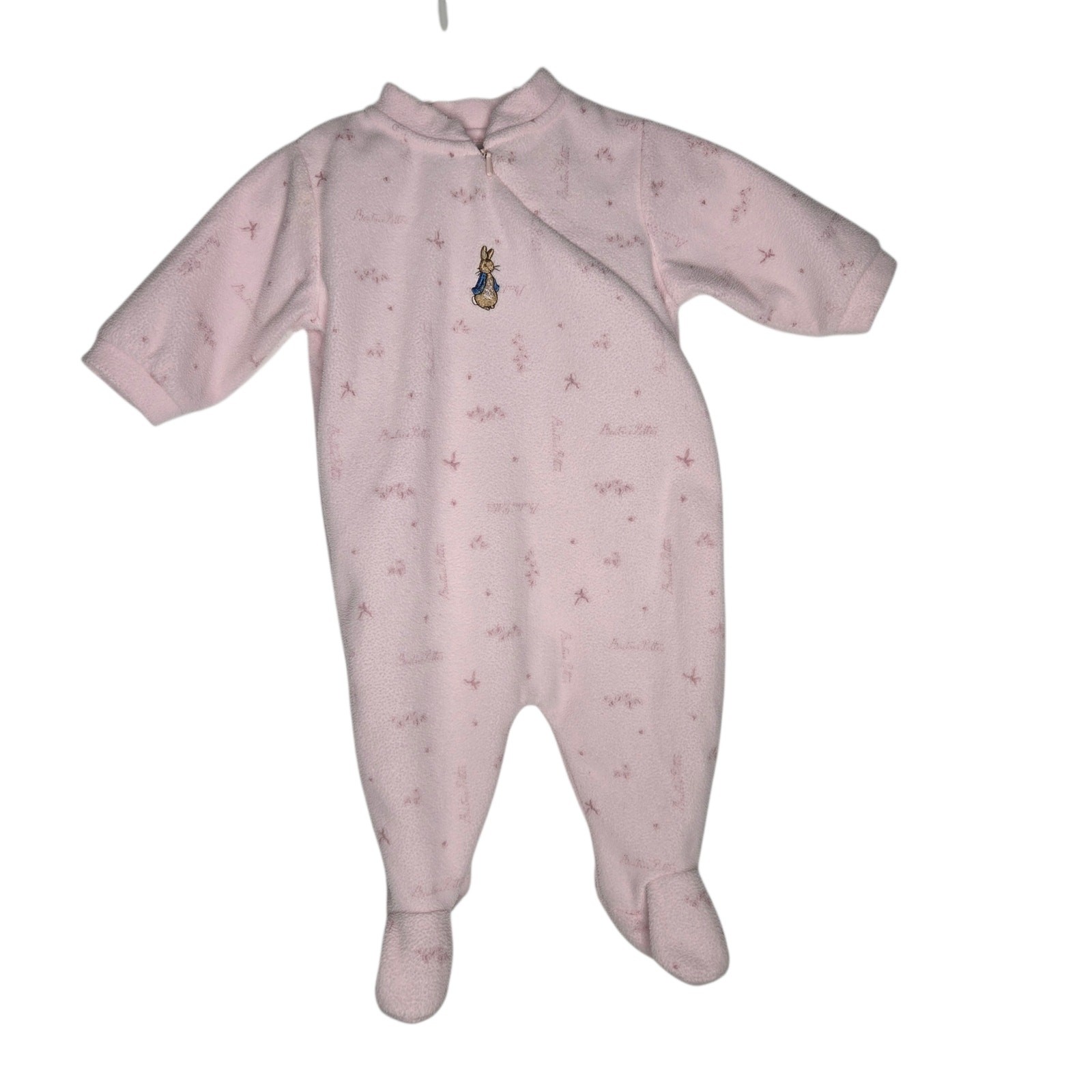 Vintage Beatrix Potter Baby Girl Pink Fleece Footie Sleeper Peter Rabbit 3mo
