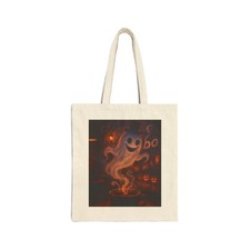 Spooky Halloween Trick or Treat tote bag for kids, Ghost canvas tote bag